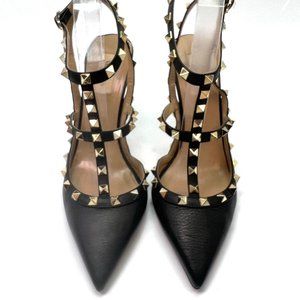 Valentino Garavani Rockstud Strapped Caged Black Suede Sandals Euro 41